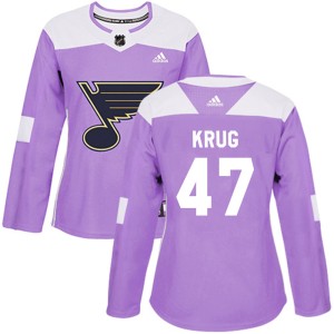Torey Krug St. Louis Blues Women's Adidas Authentic Purple Hockey Fights Cancer Jersey